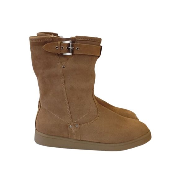 Marc Fisher Mfearra Tan Suede Buckle Detail Pull-On Winter Boot Size 8.5 - Picture 2 of 10